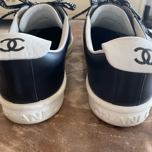 Chanel Black Sneakers with Logo Laces - Picture 4 of 11